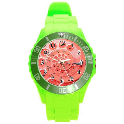 Apircot Orange Vintage Retro Rotary Dial Spiral Droste  Round Plastic Sport Watch (L) from ArtsNow.com Front