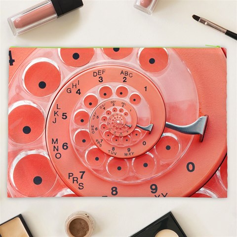 Apircot Orange Vintage Retro Rotary Dial Spiral Droste  Cosmetic Bag (XXL) from ArtsNow.com Back