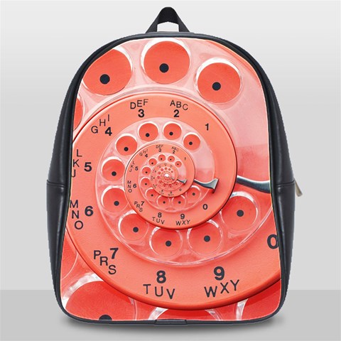 Apircot Orange Vintage Retro Rotary Dial Spiral Droste  School Bag (XL) from ArtsNow.com Front