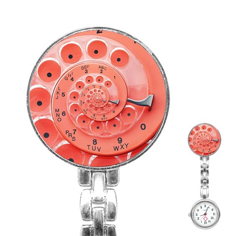 Apircot Orange Vintage Retro Rotary Dial Spiral Droste  Stainless Steel Nurses Watch from ArtsNow.com Front