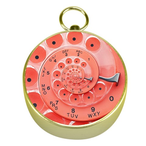 Apircot Orange Vintage Retro Rotary Dial Spiral Droste  Gold Compass from ArtsNow.com Front