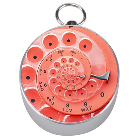 Apircot Orange Vintage Retro Rotary Dial Spiral Droste  Silver Compass from ArtsNow.com Front