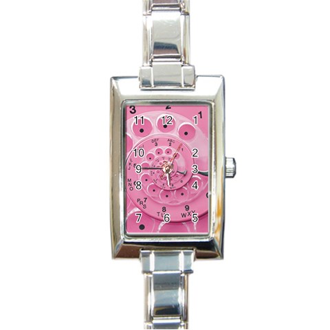 Retro Vintage Pink Rotary Dial Spiral Droste Rectangle Italian Charm Watch from ArtsNow.com Front