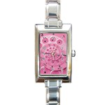 Retro Vintage Pink Rotary Dial Spiral Droste Rectangle Italian Charm Watch