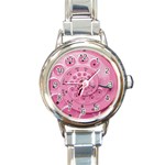 Retro Vintage Pink Rotary Dial Spiral Droste Round Italian Charm Watch