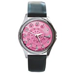 Retro Vintage Pink Rotary Dial Spiral Droste Round Metal Watch