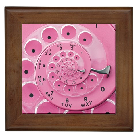 Retro Vintage Pink Rotary Dial Spiral Droste Framed Tile from ArtsNow.com Front