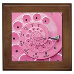 Retro Vintage Pink Rotary Dial Spiral Droste Framed Tile