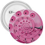 Retro Vintage Pink Rotary Dial Spiral Droste 3  Button