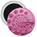 Retro Vintage Pink Rotary Dial Spiral Droste 3  Magnet