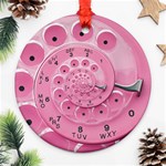 Retro Vintage Pink Rotary Dial Spiral Droste Ornament (Round)