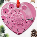 Retro Vintage Pink Rotary Dial Spiral Droste Ornament (Heart)