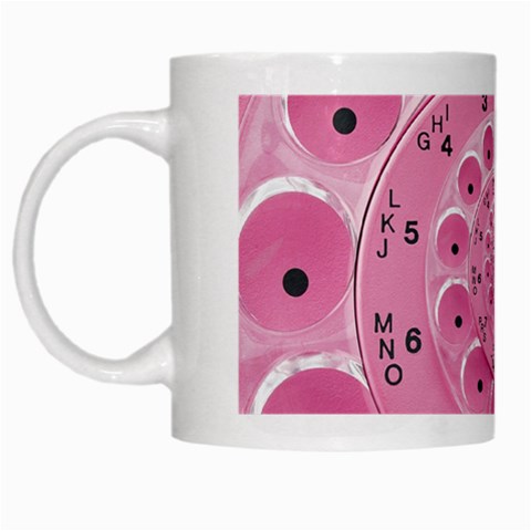 Retro Vintage Pink Rotary Dial Spiral Droste White Mug from ArtsNow.com Left