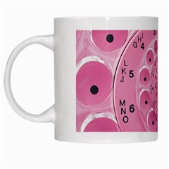 Retro Vintage Pink Rotary Dial Spiral Droste White Mug from ArtsNow.com Left