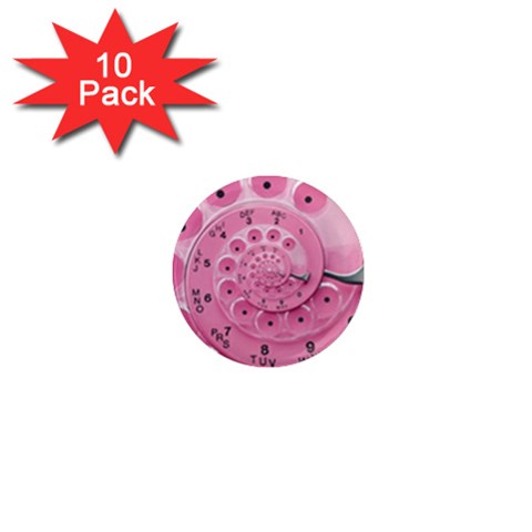 Retro Vintage Pink Rotary Dial Spiral Droste 1  Mini Magnet (10 pack)  from ArtsNow.com Front