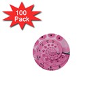 Retro Vintage Pink Rotary Dial Spiral Droste 1  Mini Button (100 pack) 