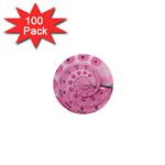 Retro Vintage Pink Rotary Dial Spiral Droste 1  Mini Magnet (100 pack) 