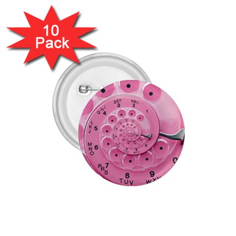 Retro Vintage Pink Rotary Dial Spiral Droste 1.75  Button (10 pack)  from ArtsNow.com Front