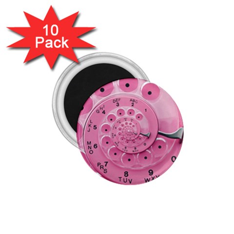 Retro Vintage Pink Rotary Dial Spiral Droste 1.75  Magnet (10 pack)  from ArtsNow.com Front