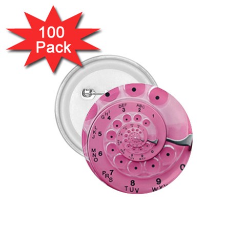 Retro Vintage Pink Rotary Dial Spiral Droste 1.75  Button (100 pack)  from ArtsNow.com Front