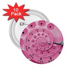 Retro Vintage Pink Rotary Dial Spiral Droste 2.25  Button (10 pack)