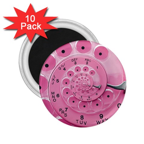 Retro Vintage Pink Rotary Dial Spiral Droste 2.25  Magnet (10 pack) from ArtsNow.com Front