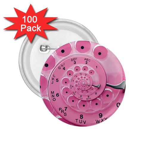 Retro Vintage Pink Rotary Dial Spiral Droste 2.25  Button (100 pack) from ArtsNow.com Front