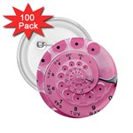 Retro Vintage Pink Rotary Dial Spiral Droste 2.25  Button (100 pack)