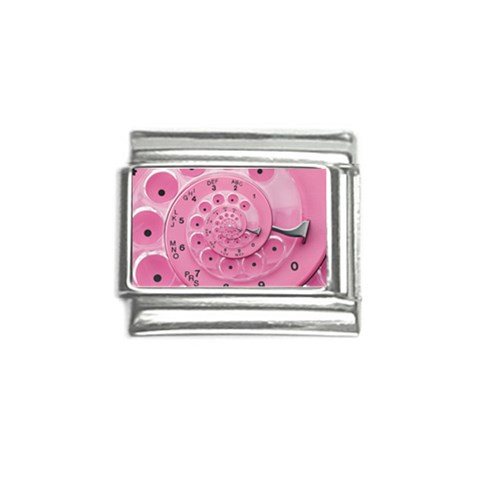 Retro Vintage Pink Rotary Dial Spiral Droste Italian Charm (9mm) from ArtsNow.com Front