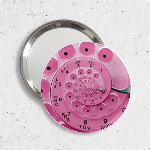 Retro Vintage Pink Rotary Dial Spiral Droste 2.25  Handbag Mirror from ArtsNow.com Front