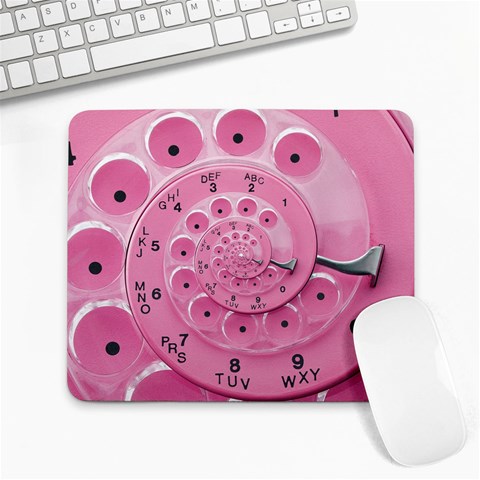 Retro Vintage Pink Rotary Dial Spiral Droste Large Mousepad from ArtsNow.com Front