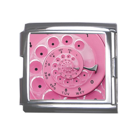 Retro Vintage Pink Rotary Dial Spiral Droste Mega Link Italian Charm (18mm) from ArtsNow.com Front