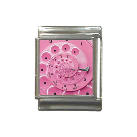 Retro Vintage Pink Rotary Dial Spiral Droste Italian Charm (13mm) from ArtsNow.com Front