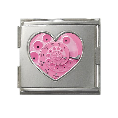 Retro Vintage Pink Rotary Dial Spiral Droste Mega Link Heart Italian Charm (18mm) from ArtsNow.com Front