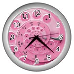 Retro Vintage Pink Rotary Dial Spiral Droste Wall Clock (Silver)