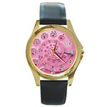 Retro Vintage Pink Rotary Dial Spiral Droste Round Gold Metal Watch