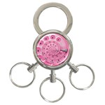 Retro Vintage Pink Rotary Dial Spiral Droste 3-Ring Key Chain