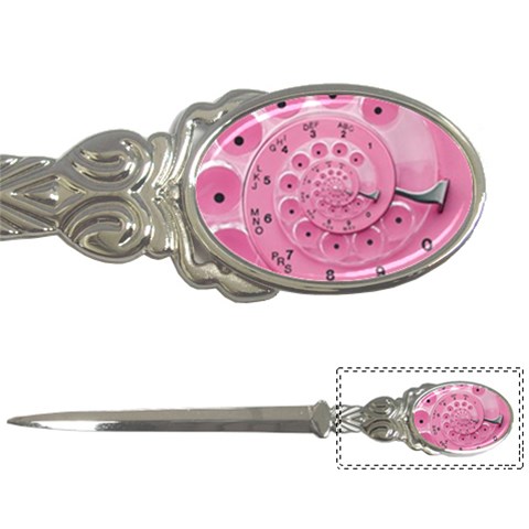 Retro Vintage Pink Rotary Dial Spiral Droste Letter Opener from ArtsNow.com Front