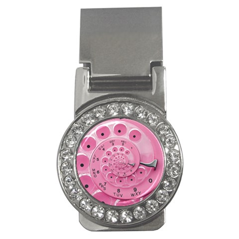 Retro Vintage Pink Rotary Dial Spiral Droste Money Clip (CZ) from ArtsNow.com Front