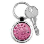 Retro Vintage Pink Rotary Dial Spiral Droste Key Chain (Round)