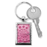 Retro Vintage Pink Rotary Dial Spiral Droste Key Chain (Rectangle)