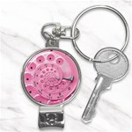 Retro Vintage Pink Rotary Dial Spiral Droste Nail Clippers Key Chain