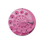 Retro Vintage Pink Rotary Dial Spiral Droste Rubber Coaster (Round)