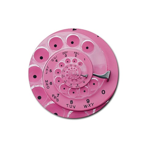 Retro Vintage Pink Rotary Dial Spiral Droste Rubber Round Coaster (4 pack) from ArtsNow.com Front