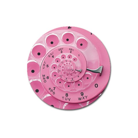 Retro Vintage Pink Rotary Dial Spiral Droste Magnet 3  (Round) from ArtsNow.com Front