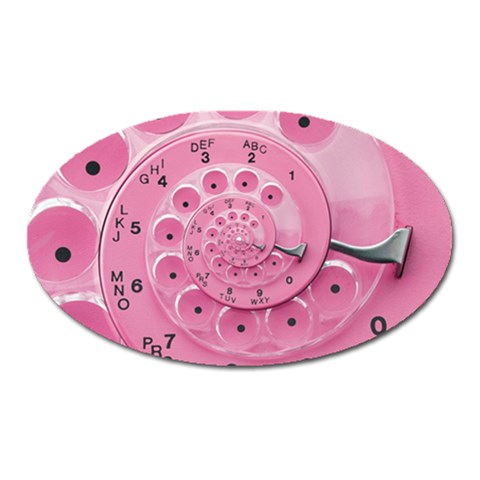 Retro Vintage Pink Rotary Dial Spiral Droste Magnet (Oval) from ArtsNow.com Front