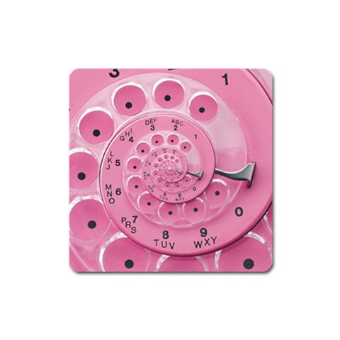 Retro Vintage Pink Rotary Dial Spiral Droste Magnet (Square) from ArtsNow.com Front