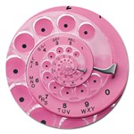 Retro Vintage Pink Rotary Dial Spiral Droste Magnet 5  (Round)