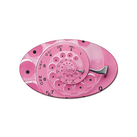 Retro Vintage Pink Rotary Dial Spiral Droste Sticker Oval (10 pack) from ArtsNow.com Front