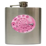 Retro Vintage Pink Rotary Dial Spiral Droste Hip Flask (6 oz)